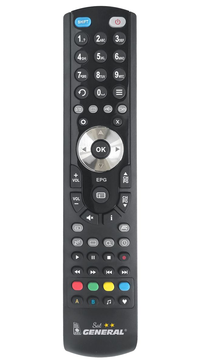 Általános SAT-TV - eredeti távirányító, amelyet egyedi megrendelésre programoztak SAT és DVB-T számára