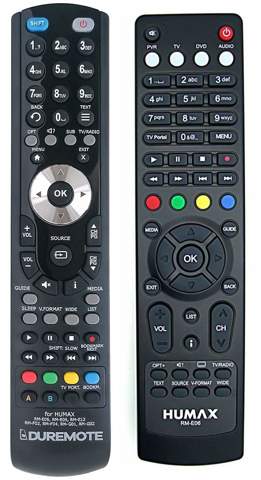 HUMAX RM-E06, RM-E09, RM-F02, RM-F04, RM-G01, RM-G02 - távirányító duplikátum