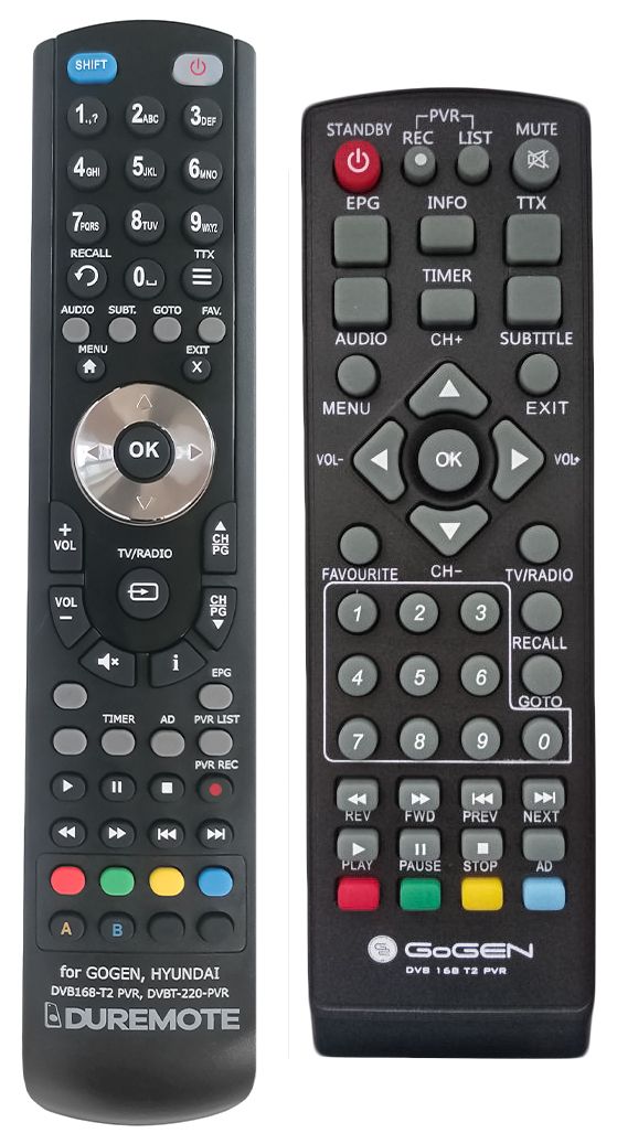 GOGEN DVB168-T2 PVR - távirányító duplikátum