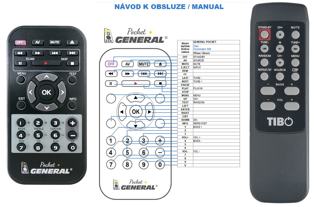 TIBO AUDIO Terminator 500 -   


kompatibilis General márkájú távirányító
