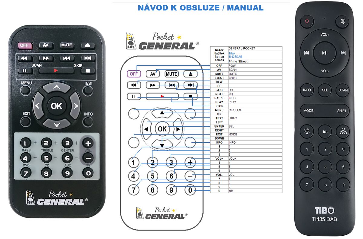 TIBO AUDIO TI435 DAB -   


kompatibilis General márkájú távirányító