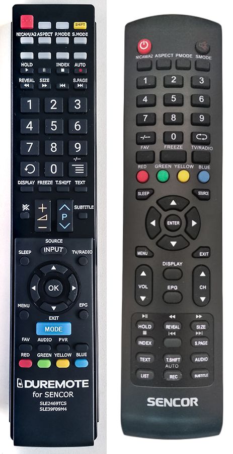 SENCOR SLE3209M4, SLE39F09M4, SLE2468TCS, SLE2469TCS - távirányító duplikátum