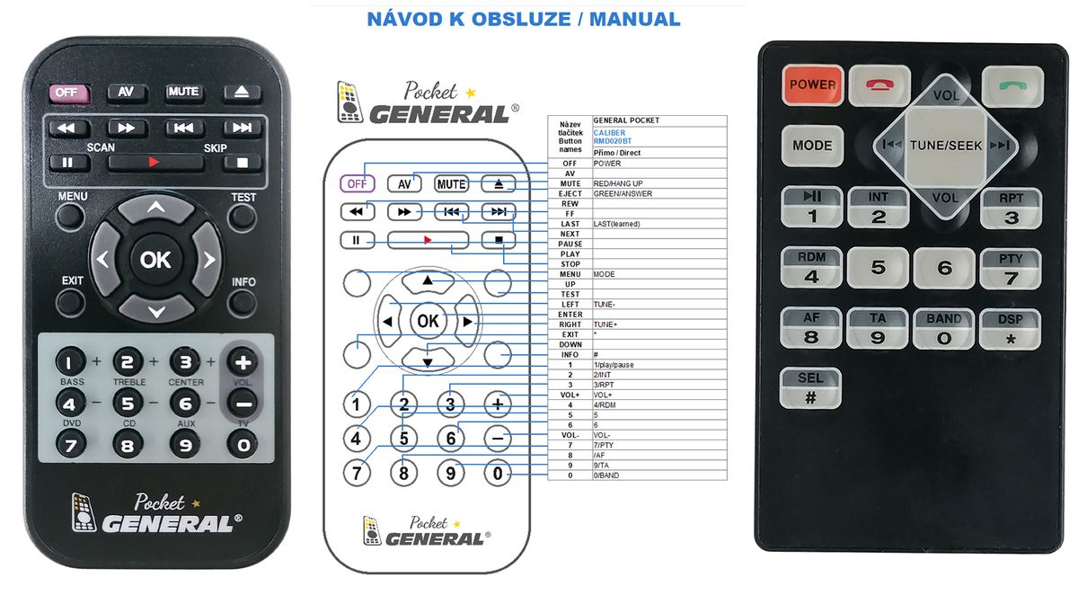 CALIBER RMD020BT -   


kompatibilis General márkájú távirányító