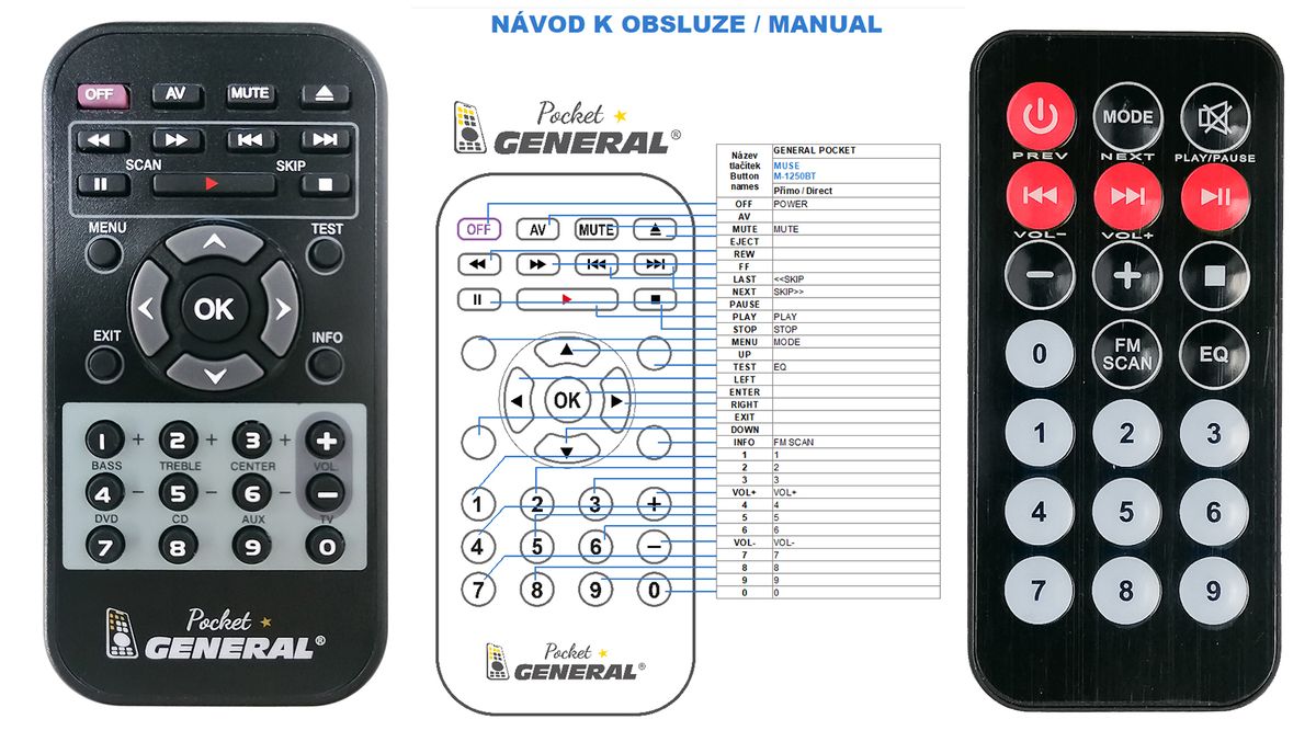MUSE M-1250B -   


kompatibilis General márkájú távirányító