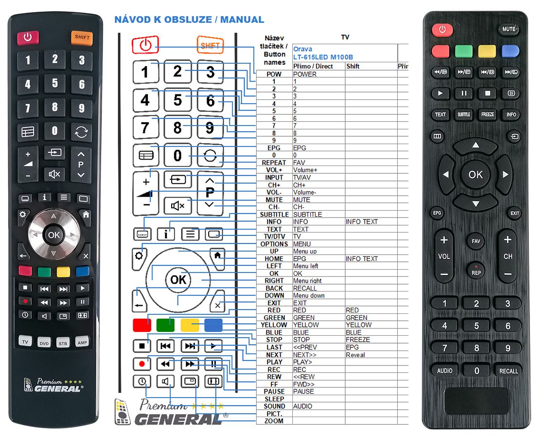 ORAVA LT-615 LED M100B -   


kompatibilis General márkájú távirányító