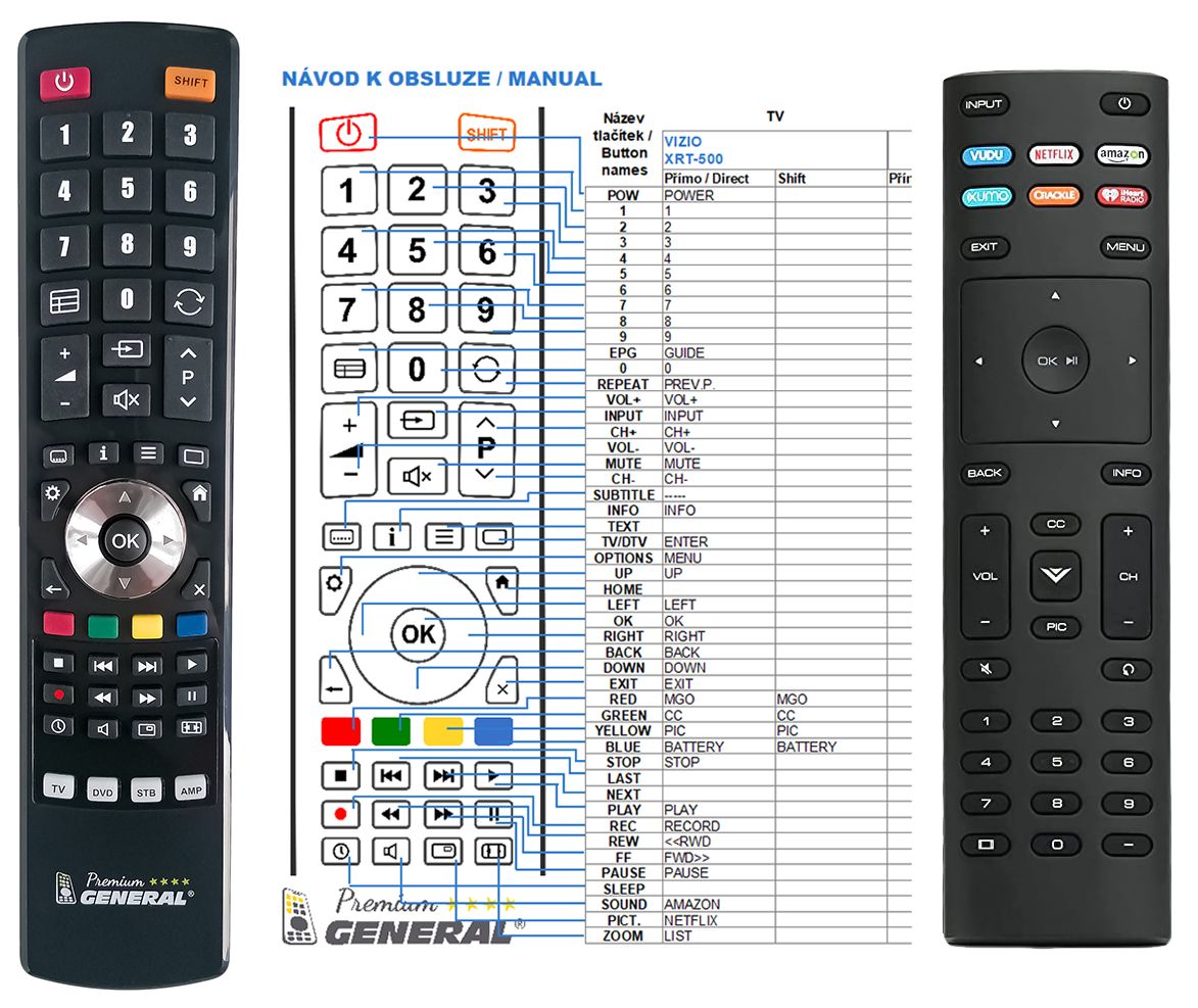 VIZIO XRT136 -   


kompatibilis General márkájú távirányító