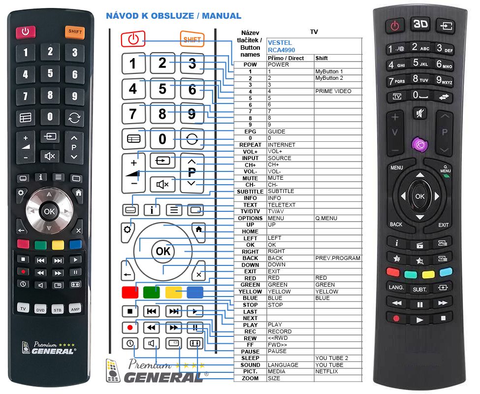 VESTEL RCA4990, 30089291, 39FB7100, 48UA9300 -   


kompatibilis General márkájú távirányító