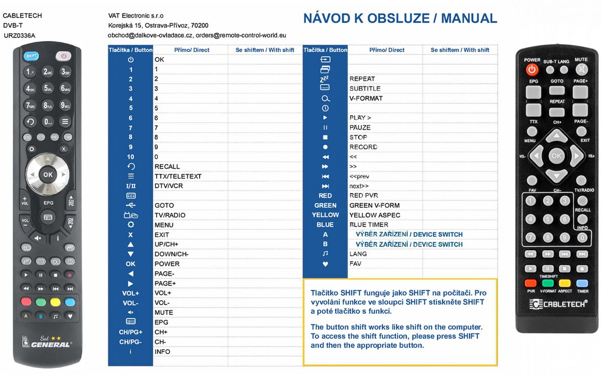 Cabletech URZ0336A -   


kompatibilis General márkájú távirányító