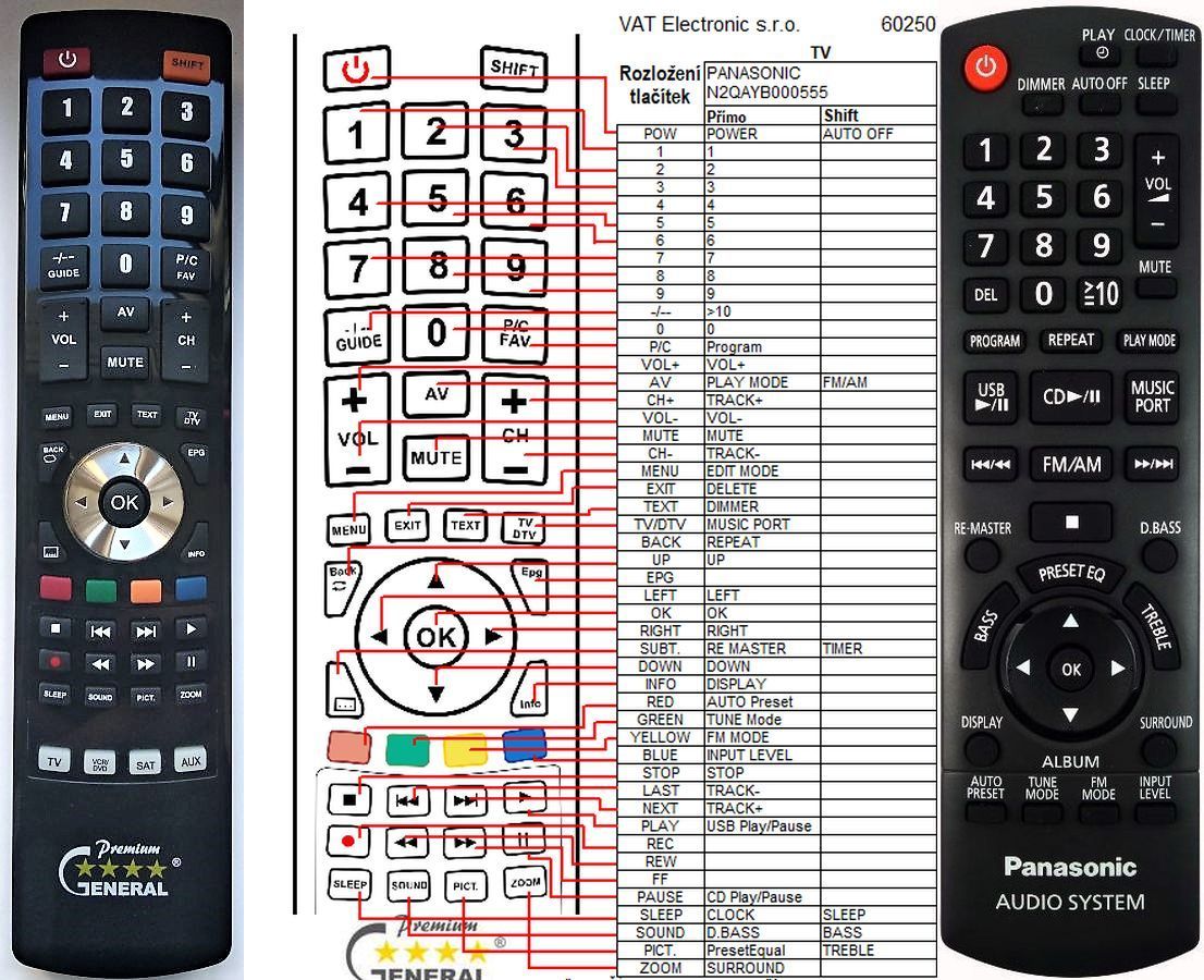 PANASONIC N2QAYB000555 -   


kompatibilis General márkájú távirányító