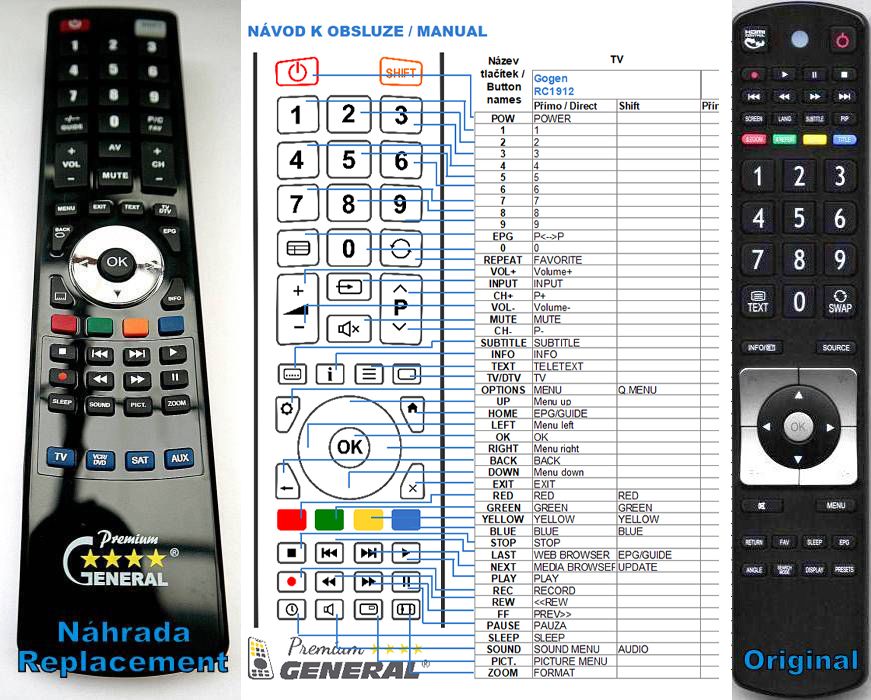 FINLUX RC5110, RC5112 -   


kompatibilis General márkájú távirányító