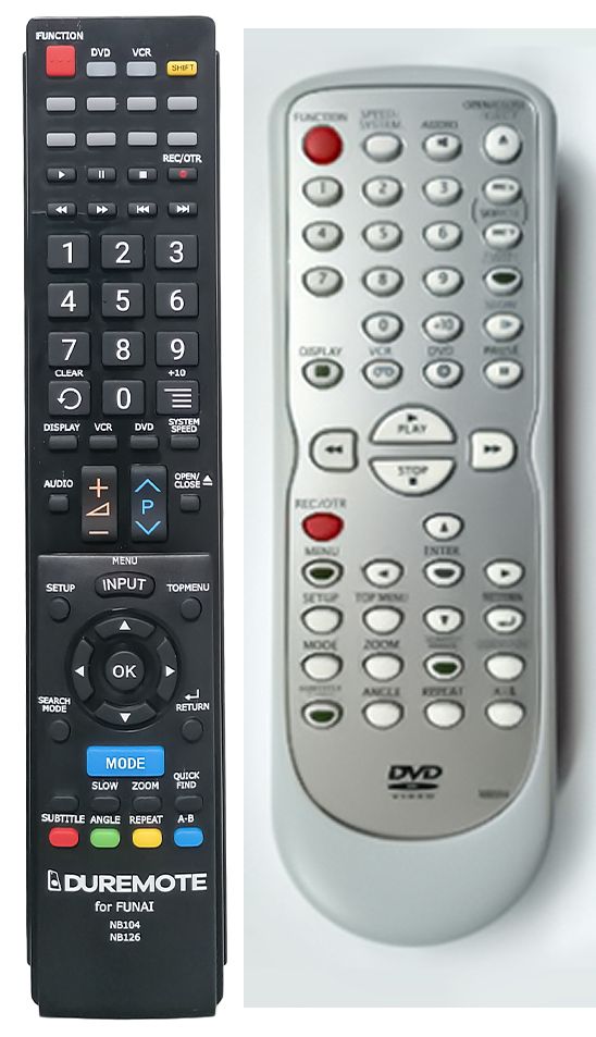 FUNAI NB104, NB126 - távirányító