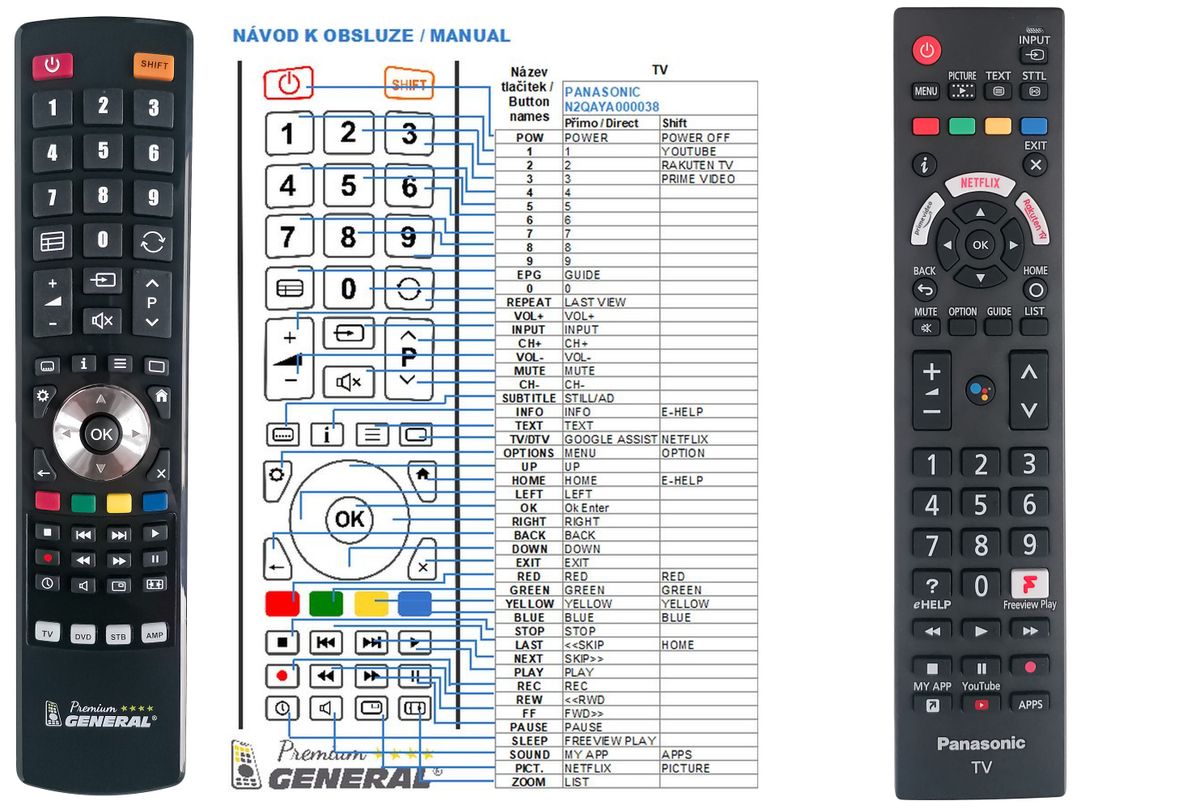 PANASONIC N2QBYA000038, R3PA23 -   


kompatibilis General márkájú távirányító