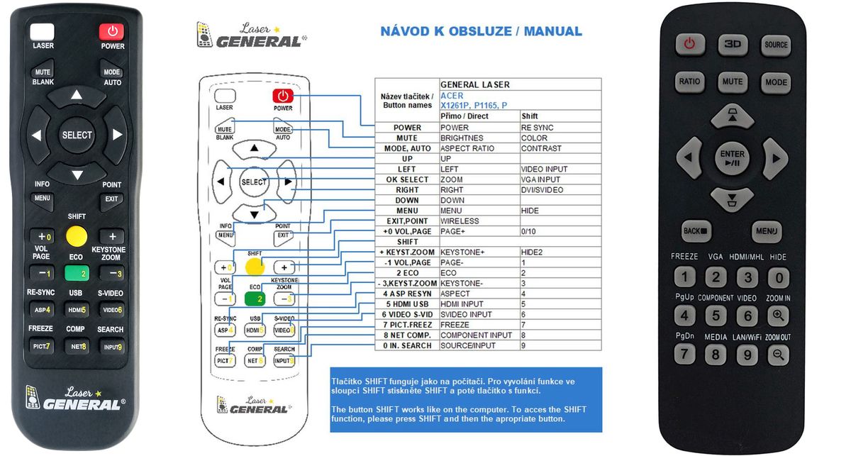 ACER P1350W - távirányító lézermutatóval