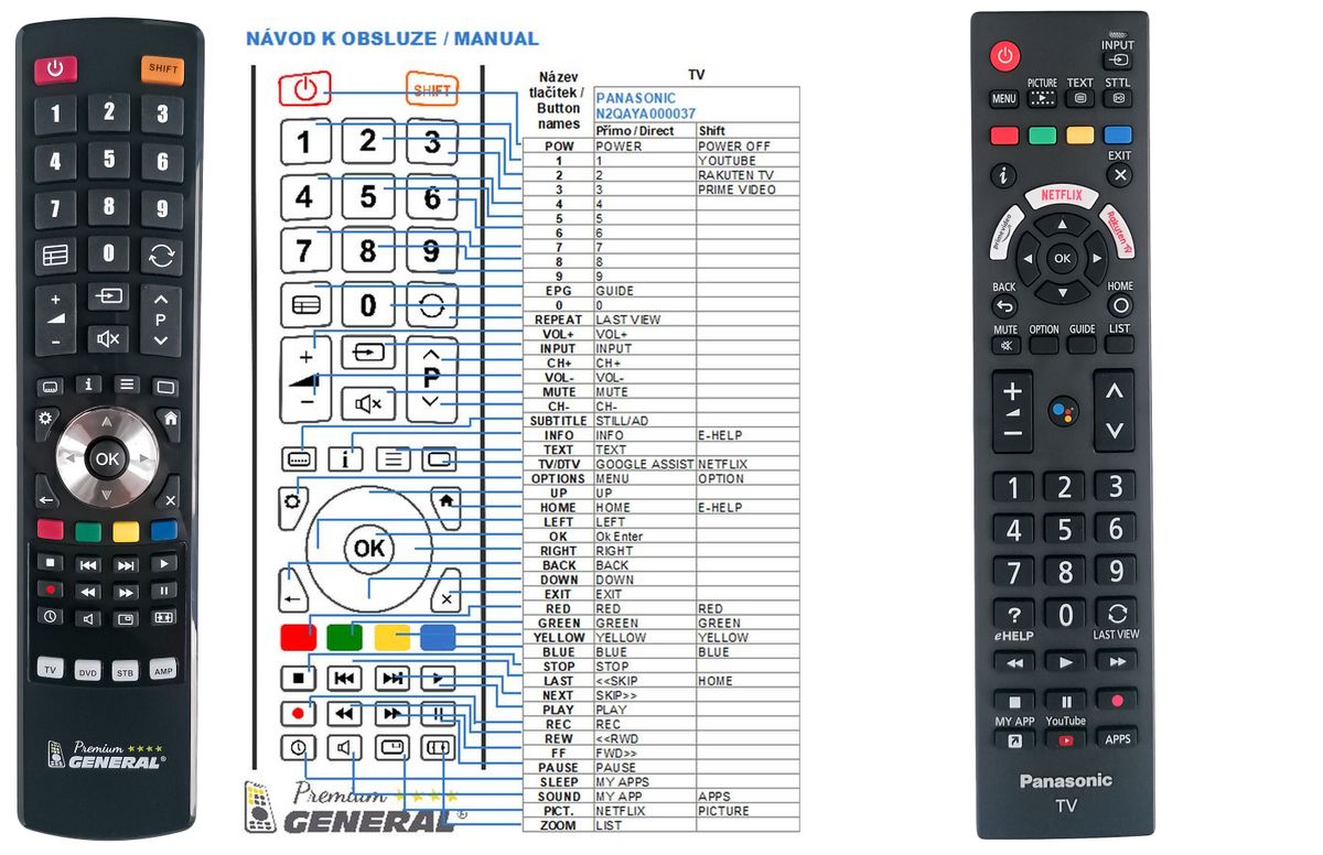 PANASONIC N2QBYA000037 -   


kompatibilis General márkájú távirányító