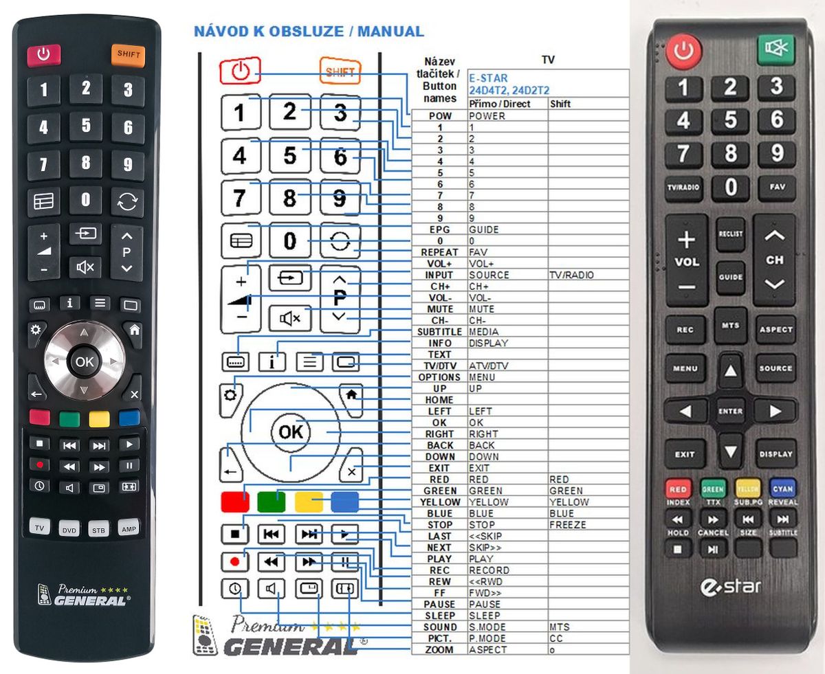 E-STAR 24D4T2 -   


kompatibilis General márkájú távirányító