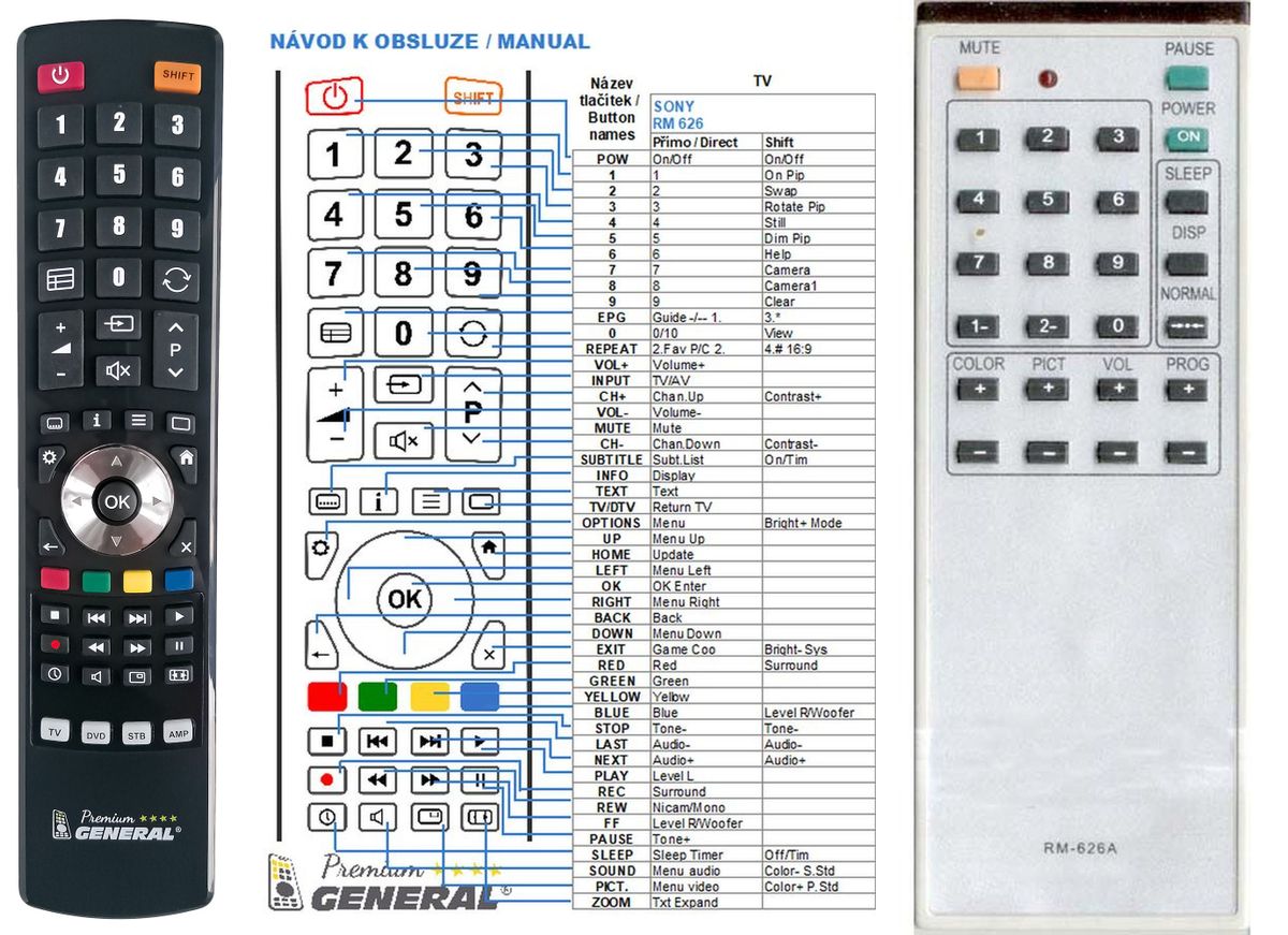 SONY RM-626A -   


kompatibilis General márkájú távirányító