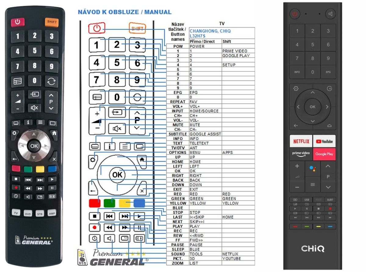 CHiQ U65G7H, L32G7H, L32K5, L40G7H, L40K5, U43G7H, U43H10, U50G7H, U55G7H, U55H10 -   


kompatibilis General márkájú távirányító