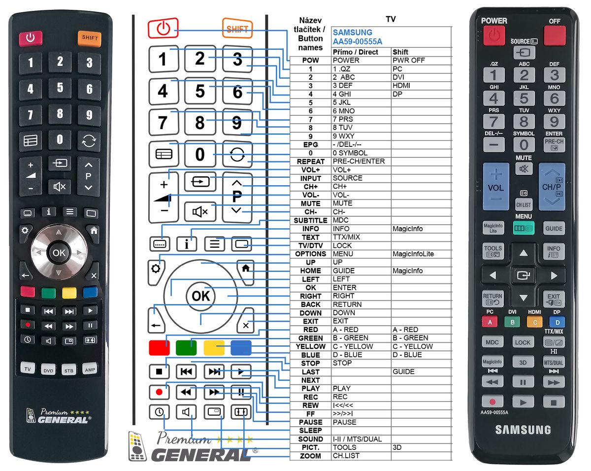 SAMSUNG AA59-00555A -   


kompatibilis General márkájú távirányító