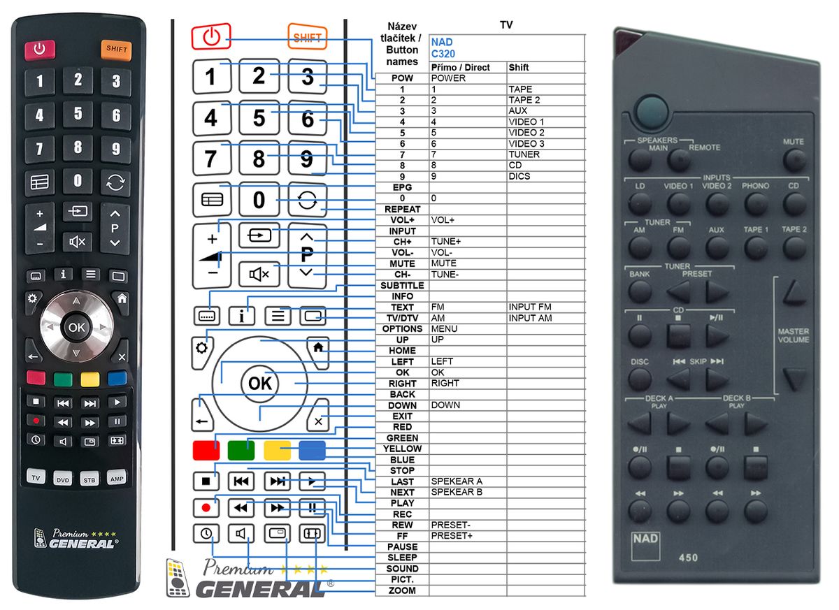NAD 450, 451, 317 -   


kompatibilis General márkájú távirányító