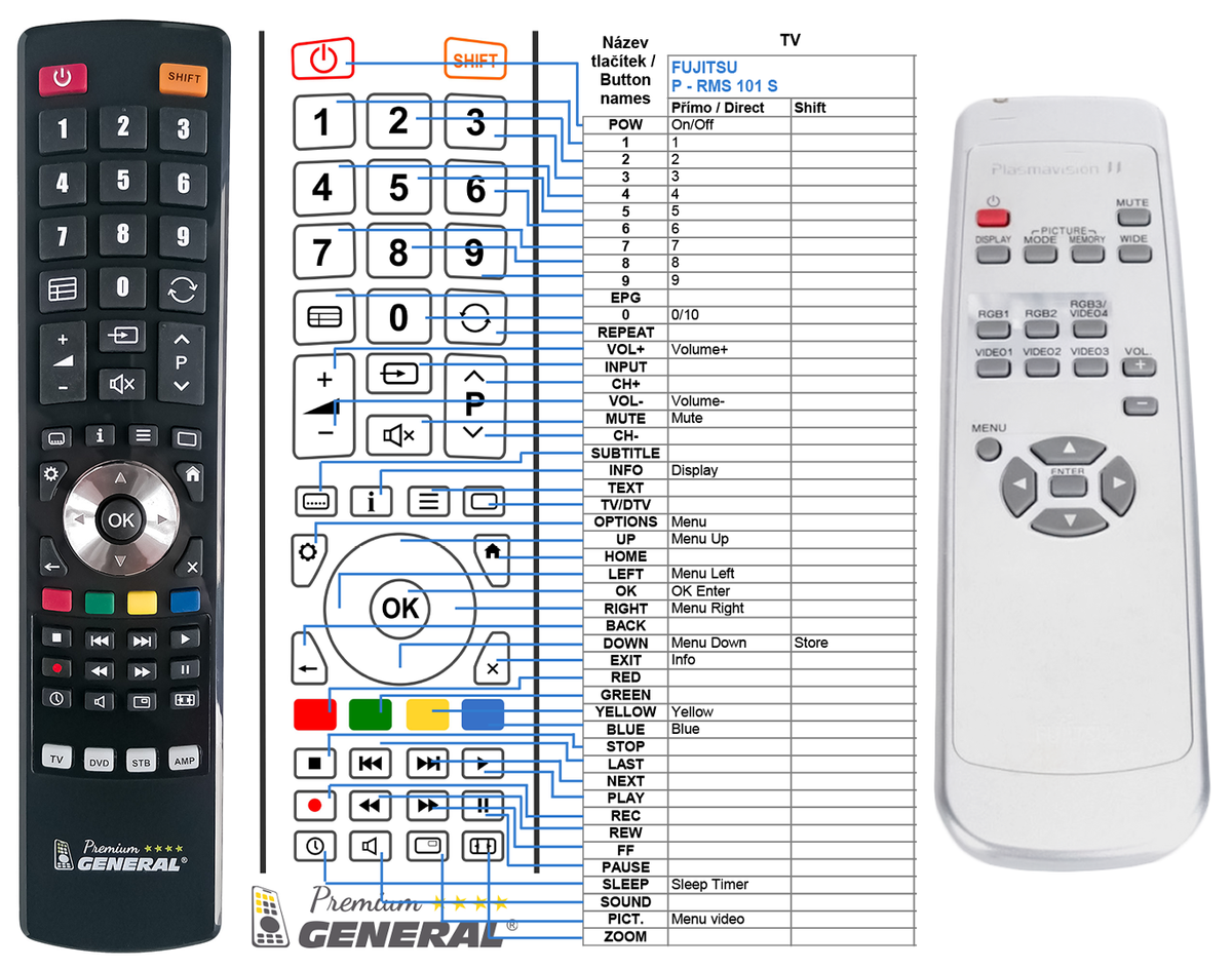 FUJITSU SIEMENS P-RMS101-S -   


kompatibilis General márkájú távirányító
