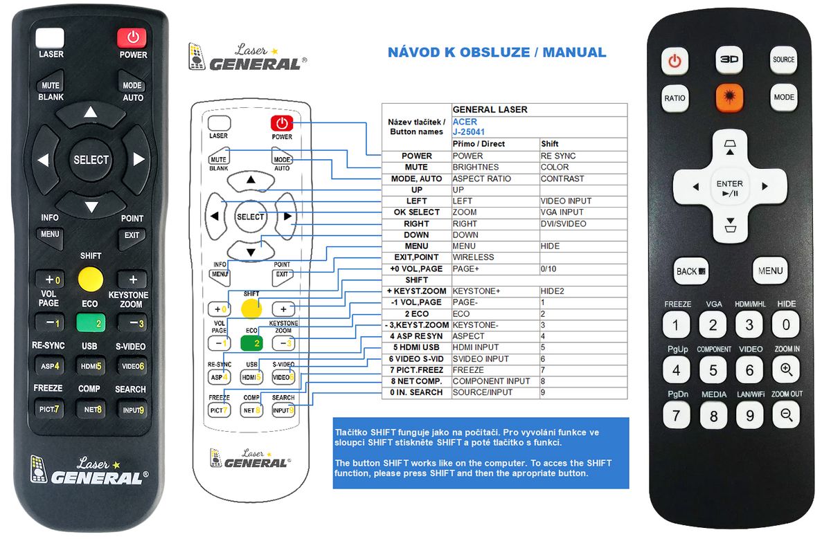 ACER J-25041 - távirányító lézermutatóval