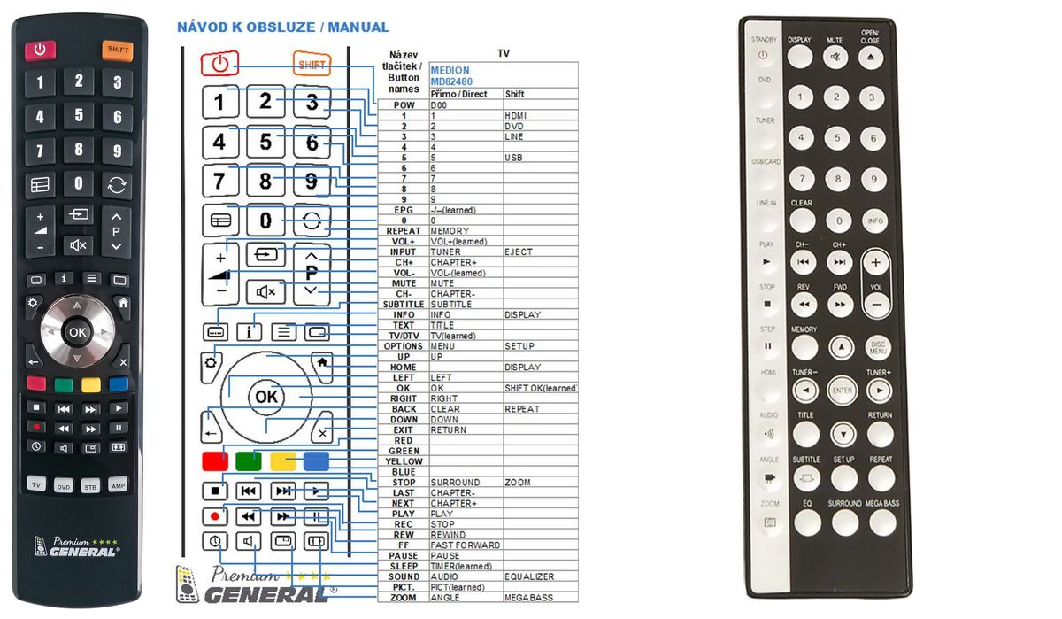 TEVION MD82480 -   


kompatibilis General márkájú távirányító