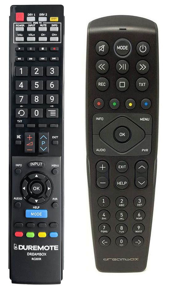 DREAMBOX RC20IR DM7020 HD, DM8000,  DM800se, DM500 HD, DM820, UHD/ONE/TWO + TV vezérlés (mini TV) - távirányító duplikátum