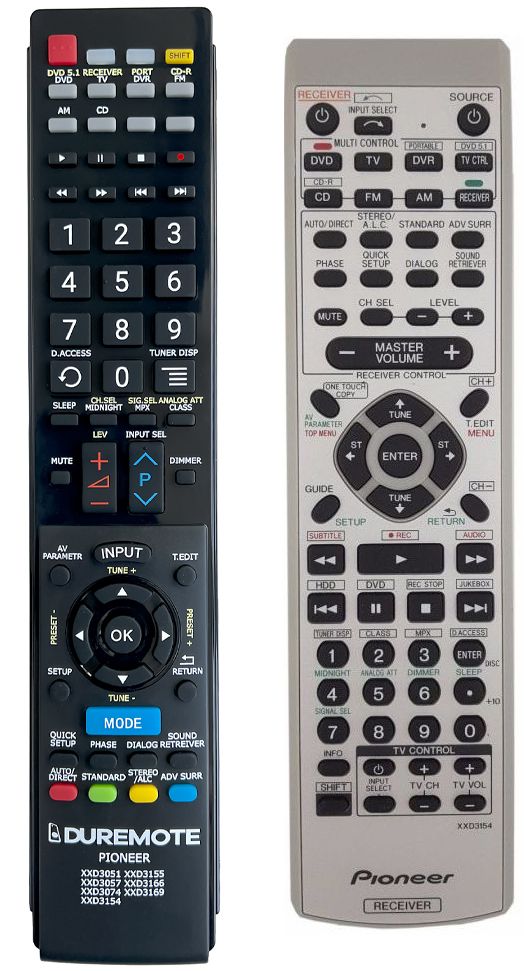 PIONEER XXD3154, XXD3166, XXD3169 - távirányító duplikátum