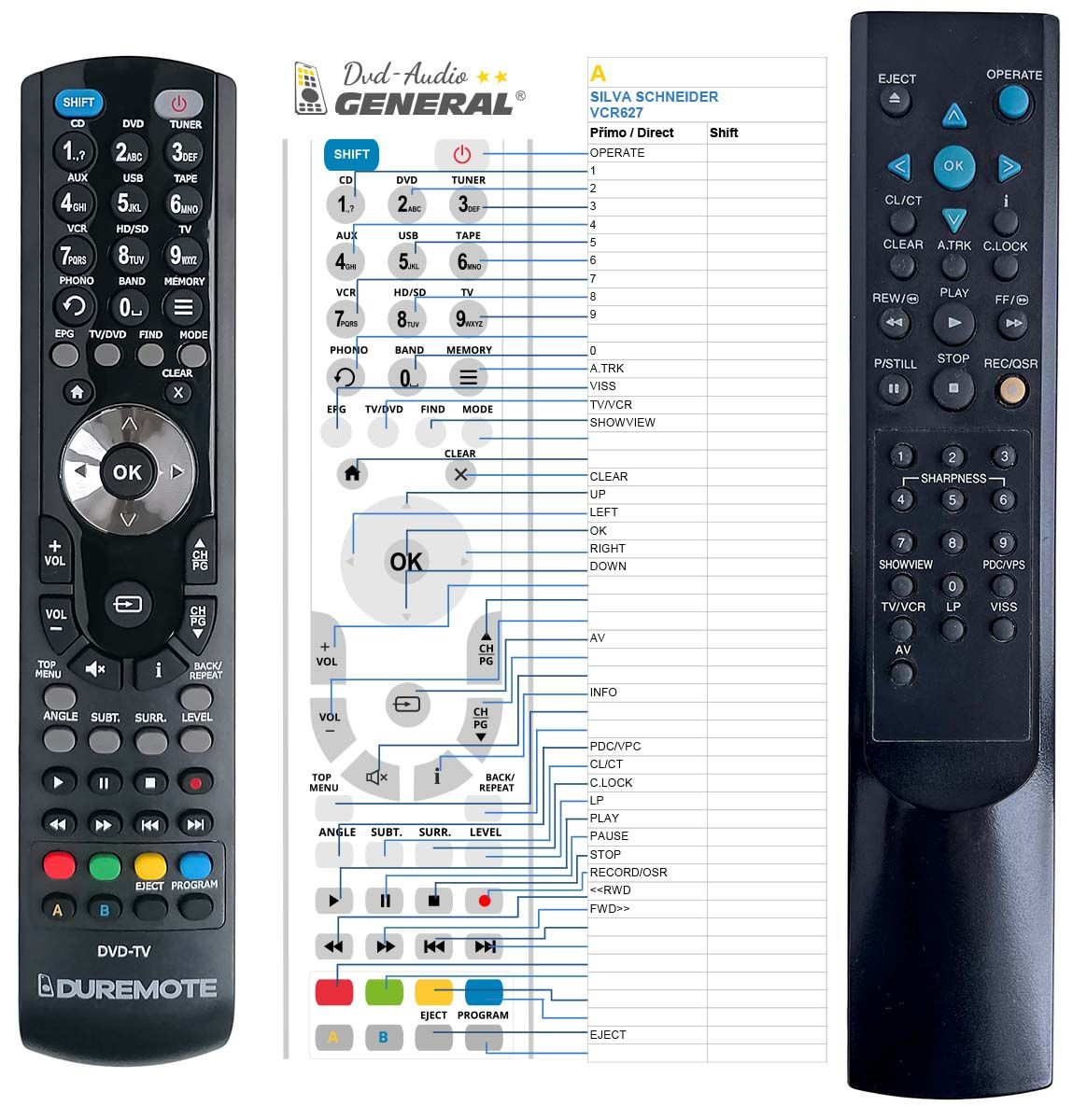 SILVA SCHNEIDER VCR627 -   


kompatibilis General márkájú távirányító