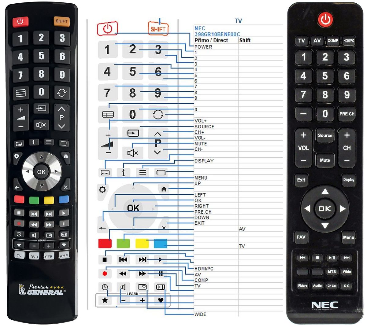 NEC 398GR10BENE00C -   


kompatibilis General márkájú távirányító