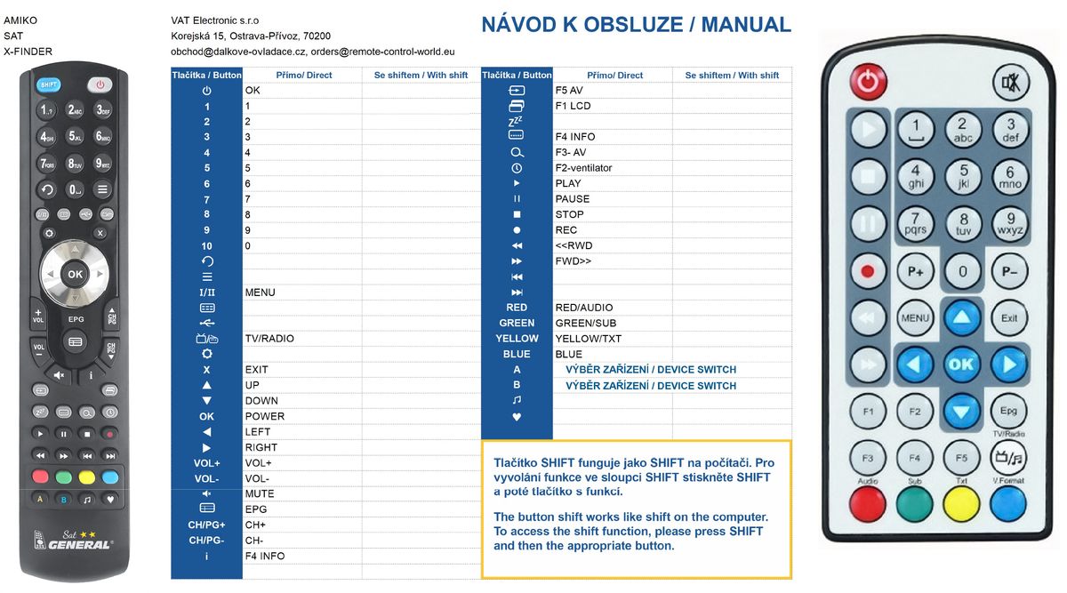 AMIKO X-FINDER -   


kompatibilis General márkájú távirányító