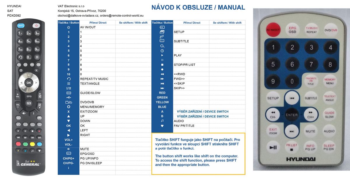 HYUNDAI PDXD392, PDP930SU -   


kompatibilis General márkájú távirányító