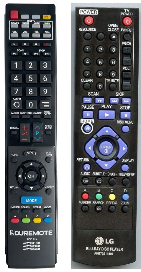 LG AKB72911501 + TV vezérlés (mini TV) - távirányító duplikátum
