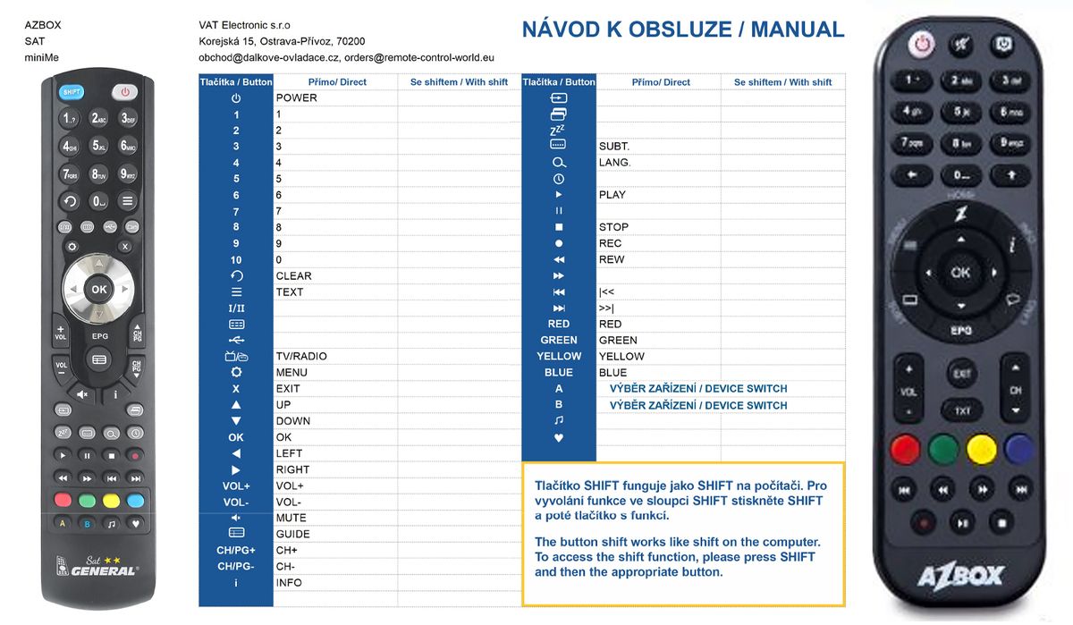AZBOX miniMe -   


kompatibilis General márkájú távirányító