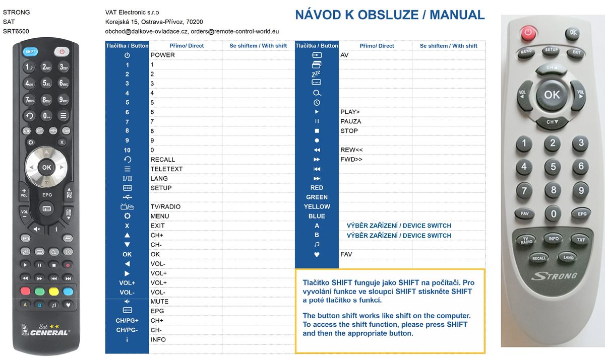 STRONG SRT6500 -   


kompatibilis General márkájú távirányító