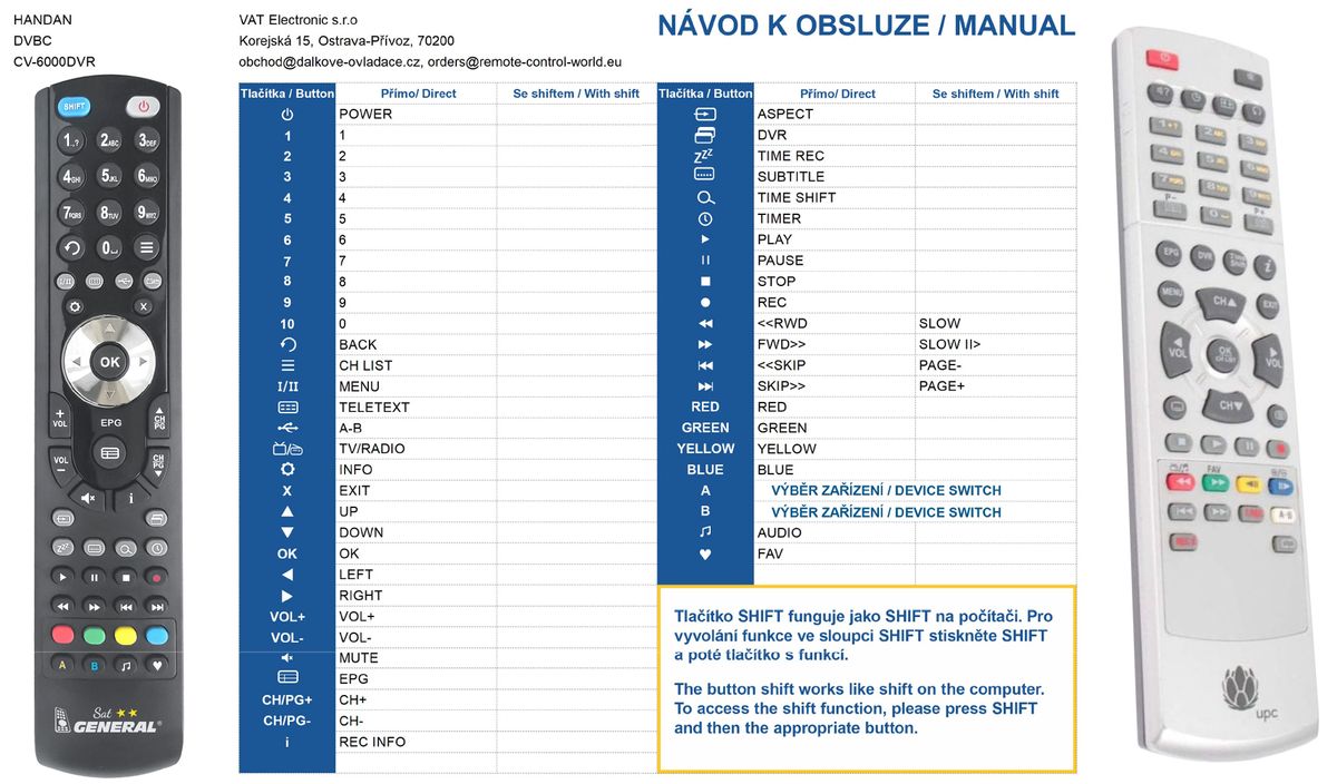 HANDAN CV-6000 DVR -   


kompatibilis General márkájú távirányító