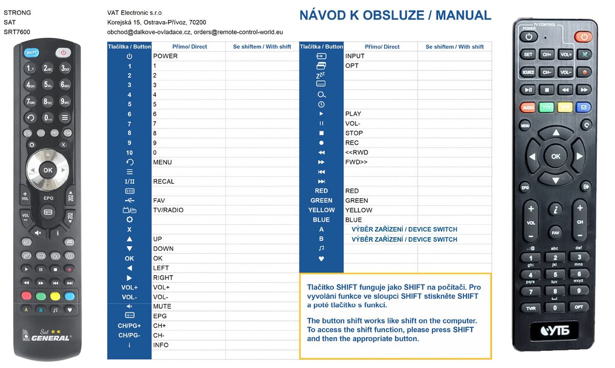 STRONG SRT7600 -   


kompatibilis General márkájú távirányító