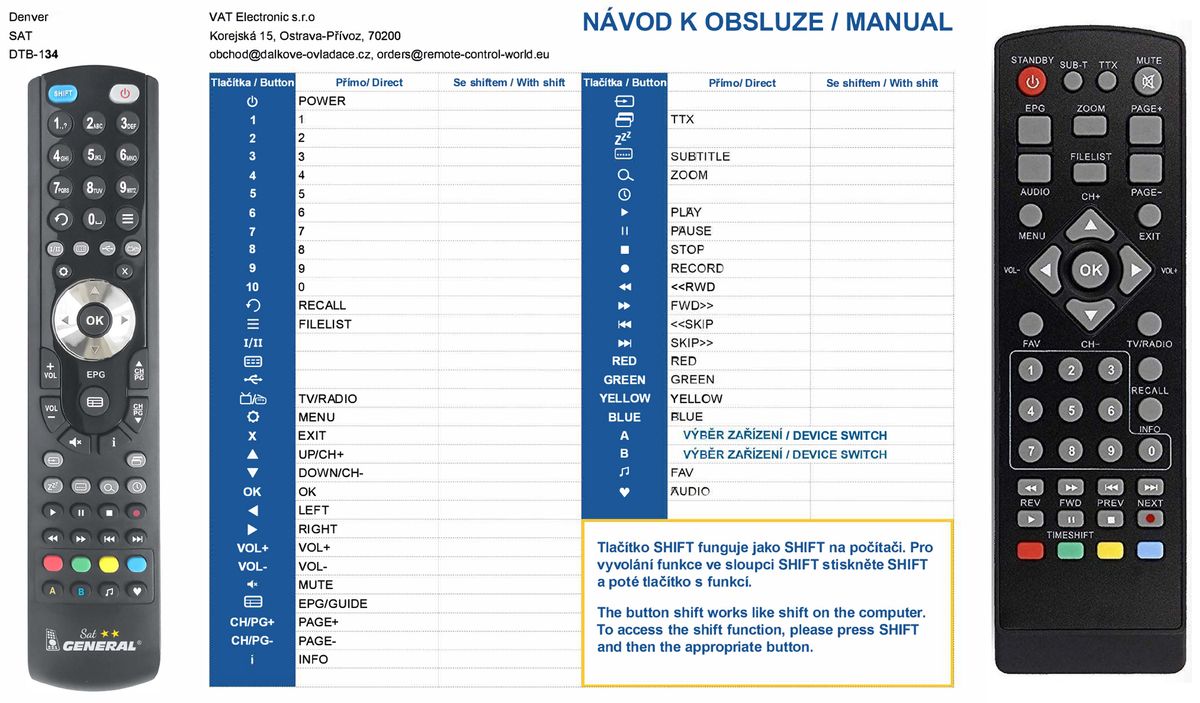 DENVER DTB-134 -   


kompatibilis General márkájú távirányító