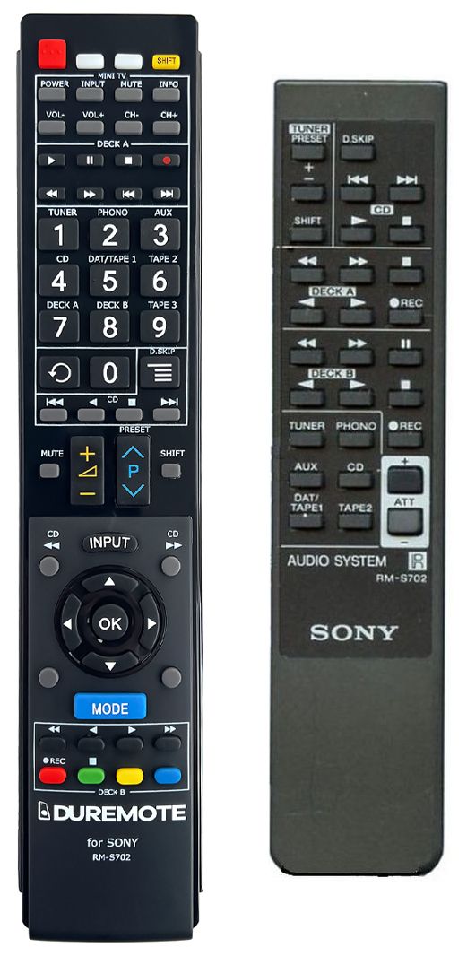 SONY RM-S702 + TV vezérlés (mini TV) - távirányító duplikátum