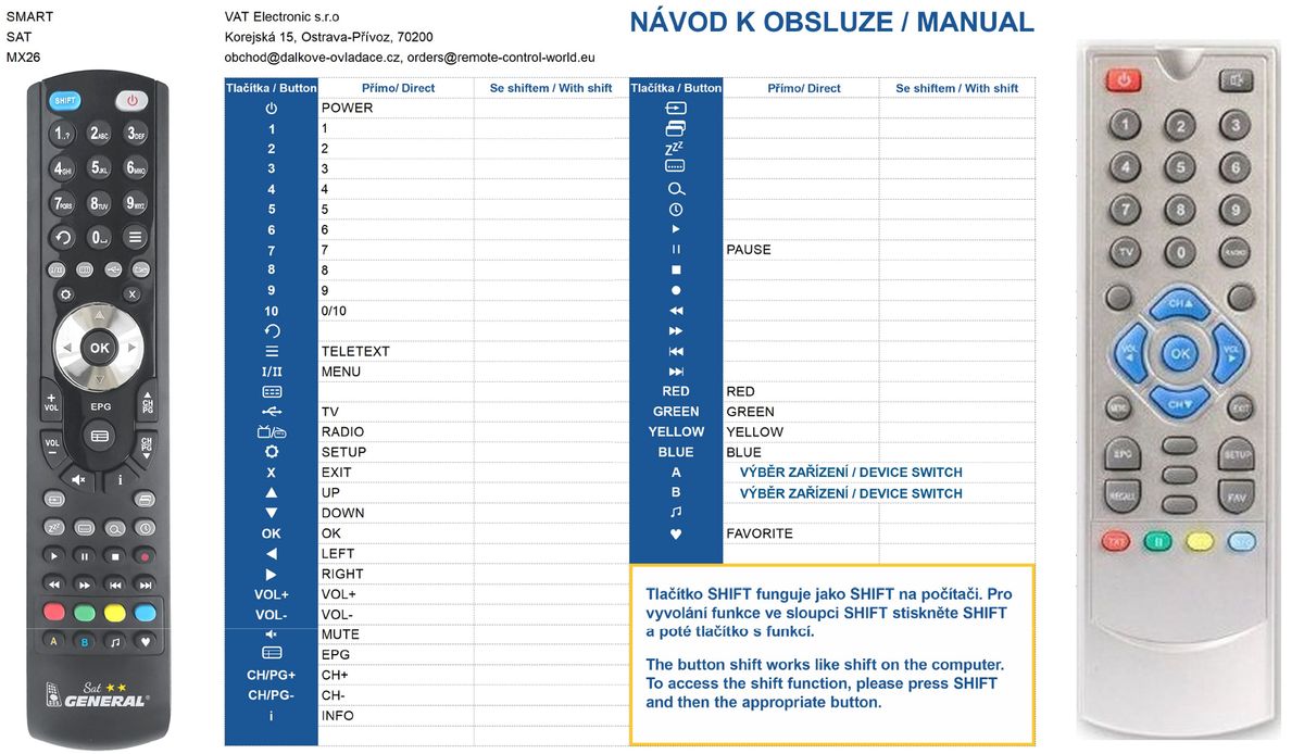 SMART MX26 -   


kompatibilis General márkájú távirányító