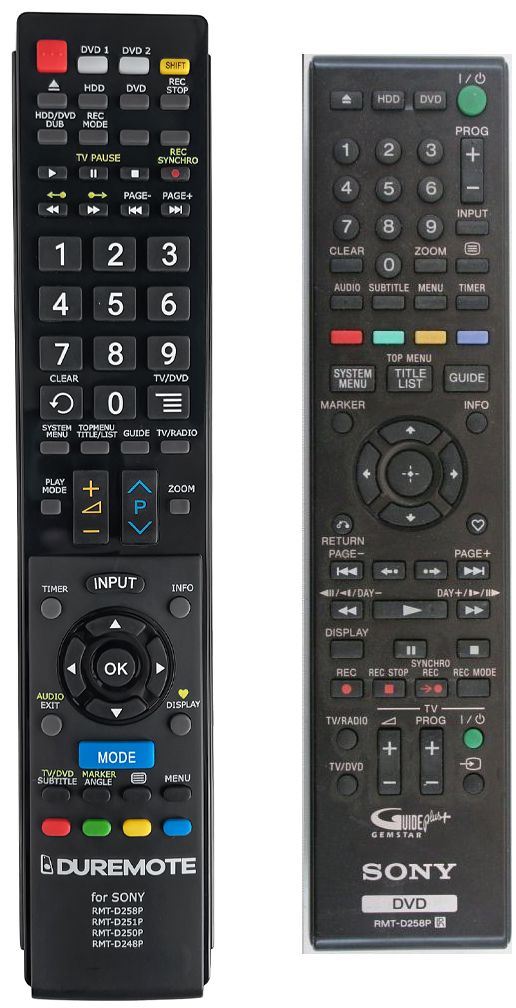 SONY RMT-D258P - távirányító duplikátum