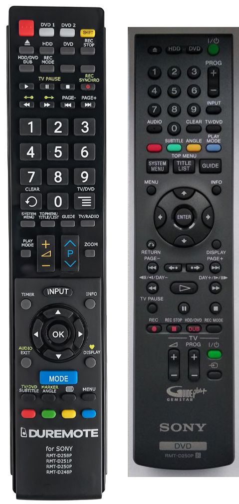 SONY RMT-D250P - távirányító duplikátum