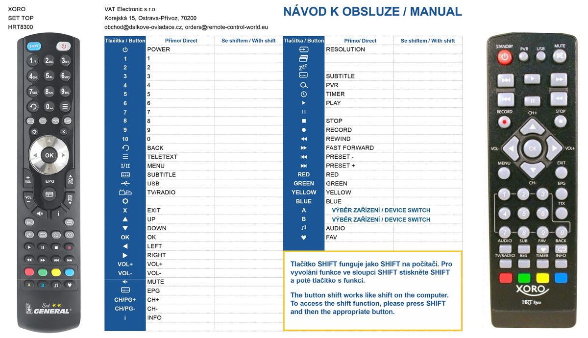 XORO HRT-8300 -   


kompatibilis General márkájú távirányító