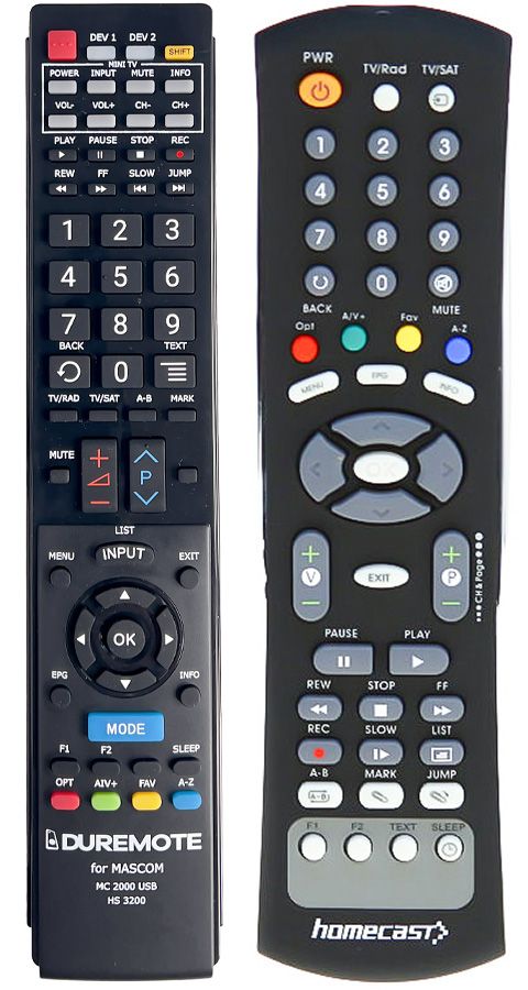MASCOM MC2000HDCI USB PVR, MC250 HD + TV vezérlés (mini TV) - távirányító duplikátum