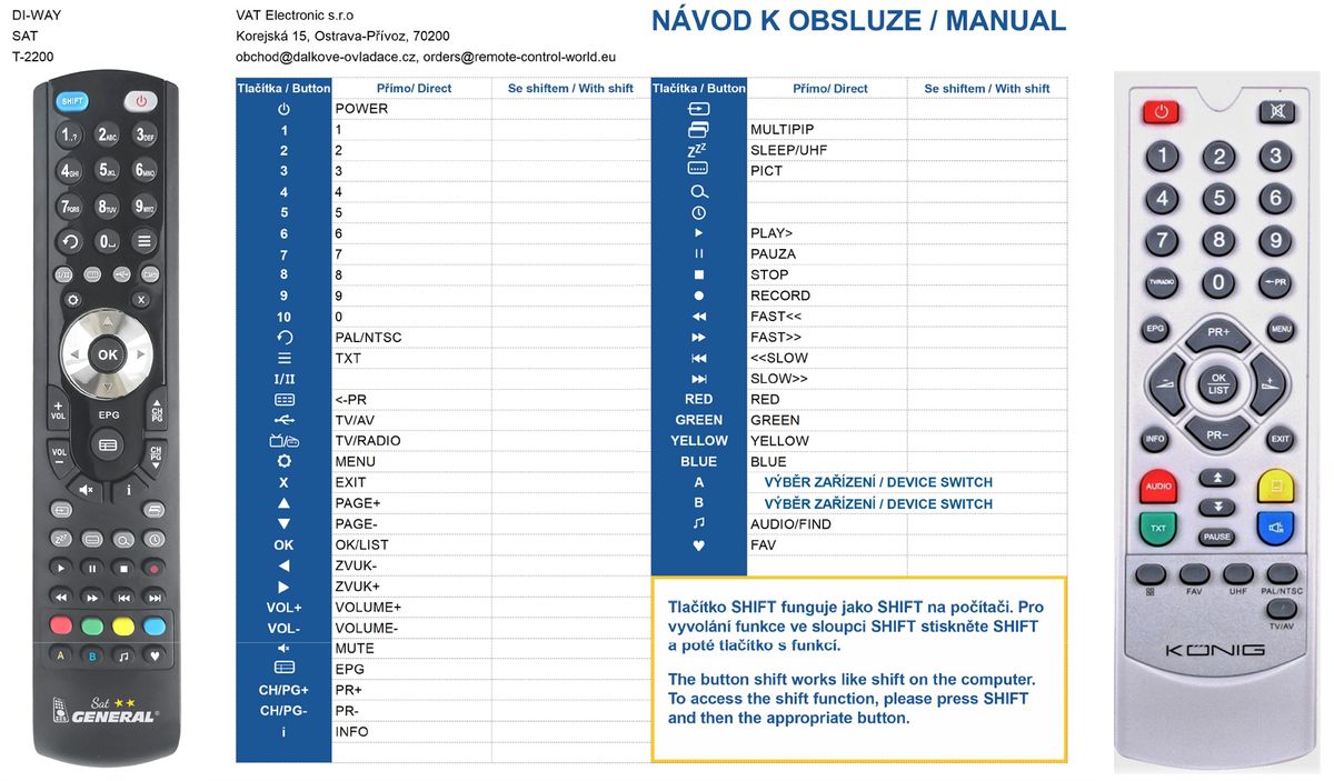 KöNIG FTA16, SCART10, SCART11 -   


kompatibilis General márkájú távirányító