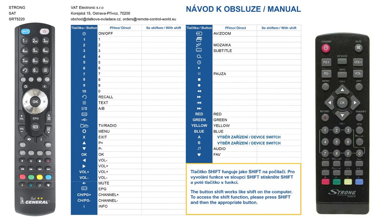 STRONG SRT5200, SRT5202, SRT5203, SRT5302, SRT5303, SRT8112, SRT8114, SRT8115 -   


kompatibilis General márkájú távirányító