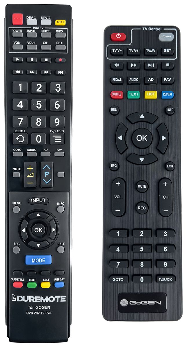 GOGEN DVB-282T2, DVB-142T2, DVB-143T2 + TV vezérlés (mini TV) - távirányító duplikátum