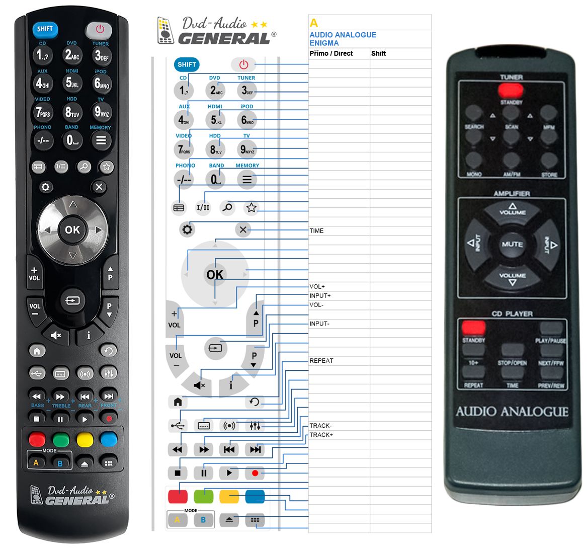 AUDIO ANALOGUE Enigma -   


kompatibilis General márkájú távirányító