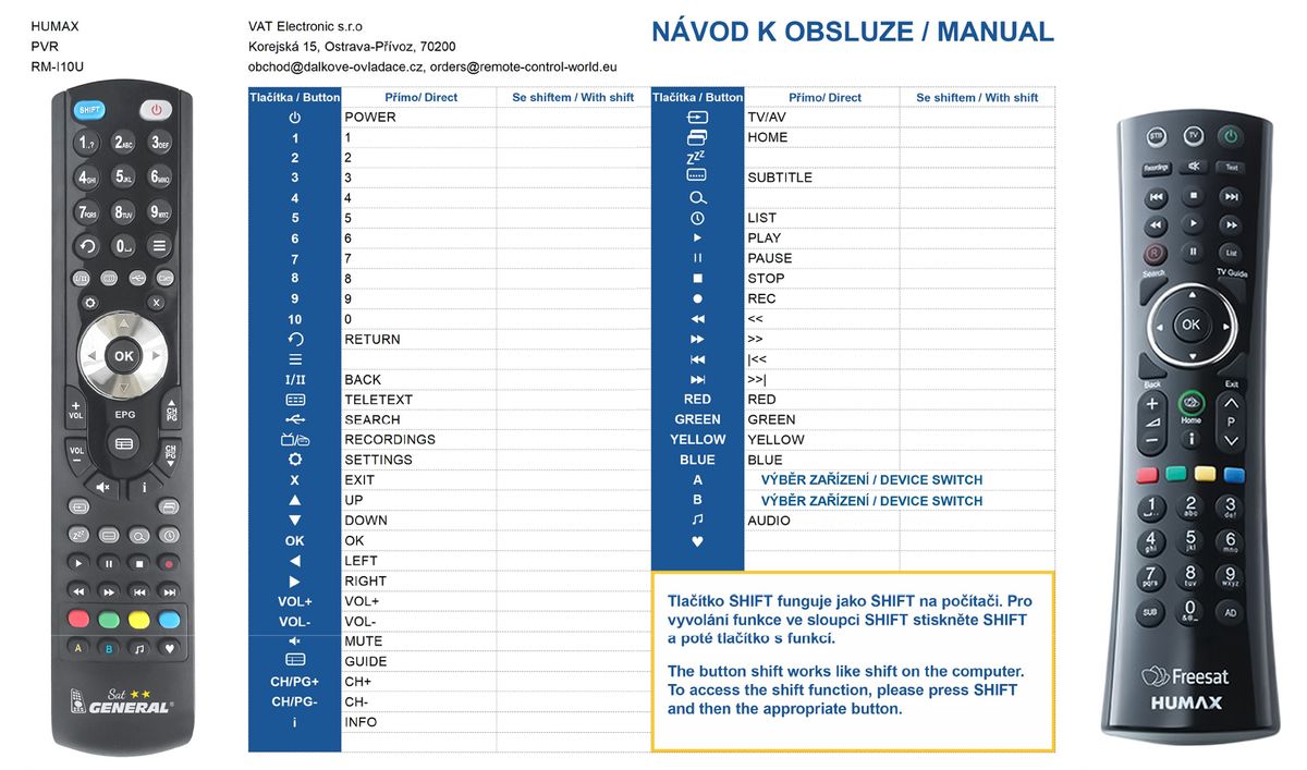HUMAX RM-I06S Freesat -   


kompatibilis General márkájú távirányító