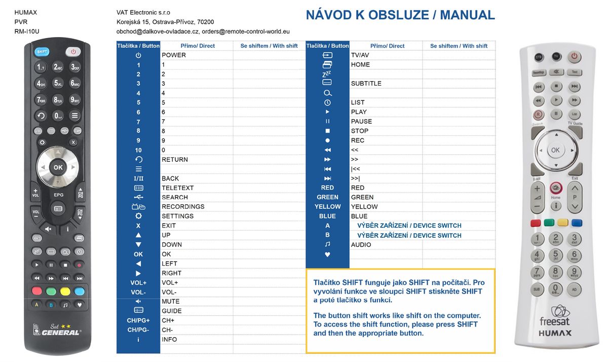 HUMAX  RM-I10U -   


kompatibilis General márkájú távirányító